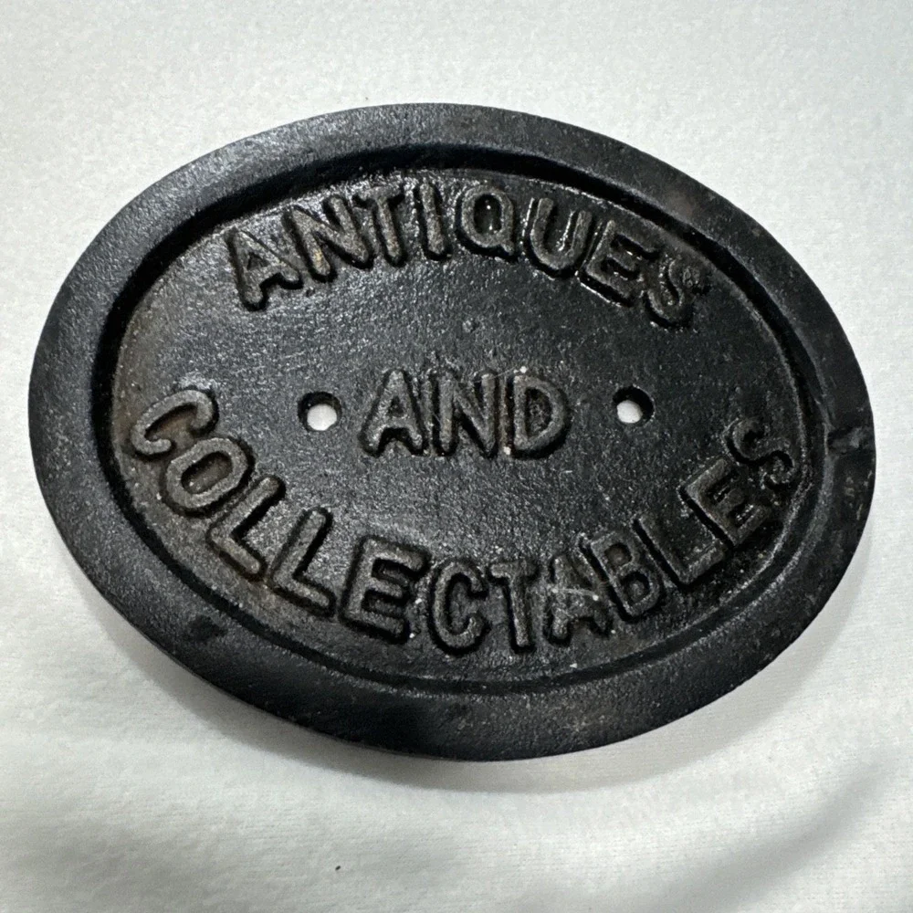 ANTIQUES COLLECTABLES  Sign 7.5 Inch Heavy  Cast Iron Oval